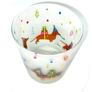 One, NWOT Dachshund Celebration with Presents and Confetti Glass!